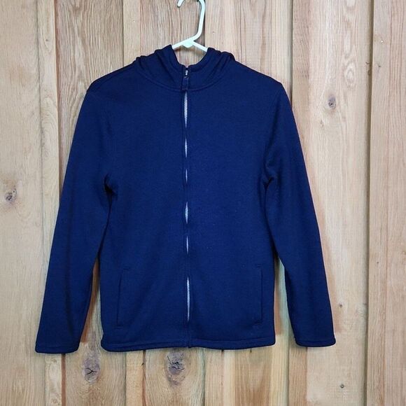 Cat & Jack Hooded Full-Zip Up Uniform Cardigan Sweater, Girls 12/14, Navy Blue - Picture 1 of 7